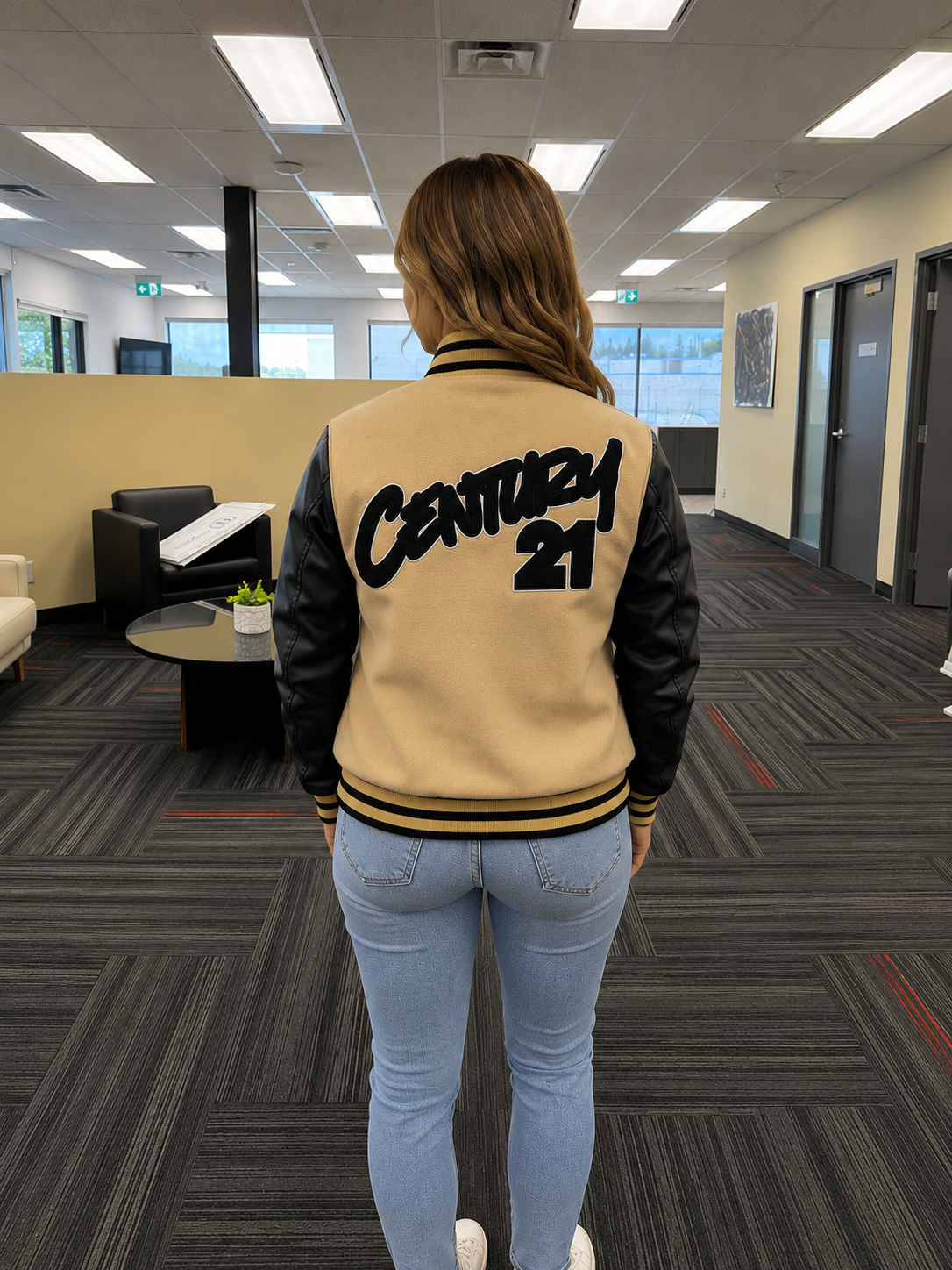 PRE-ORDER | Century 21 Women's Gold & Black Letterman Jacket