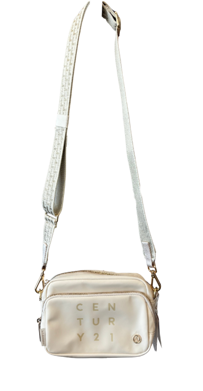Century 21 Masters White & Gold Adjustable Crossbody Bag