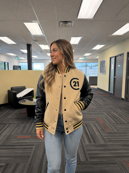 PRE-ORDER | Century 21 Women's Gold & Black Letterman Jacket