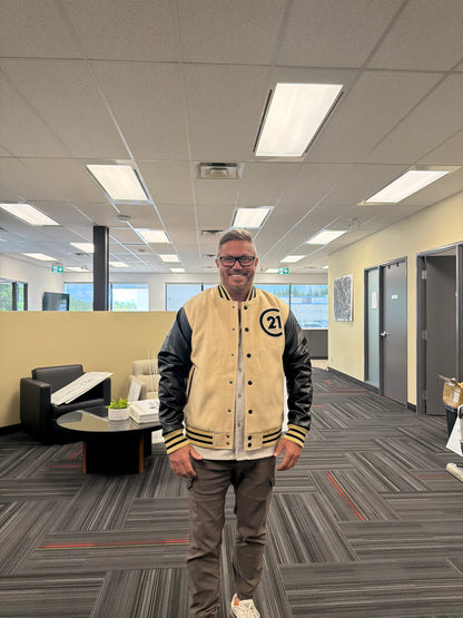 PRE-ORDER | Century 21 Men's Gold & Black Letterman Jacket