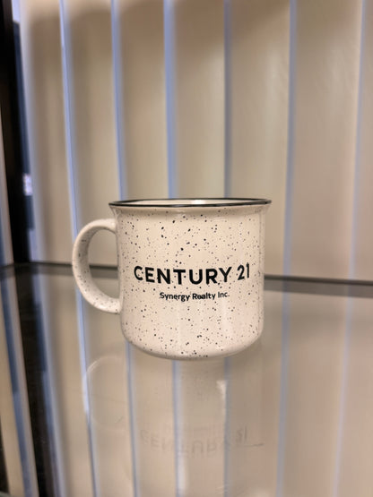 Century 21 Synergy White Speckled Mug