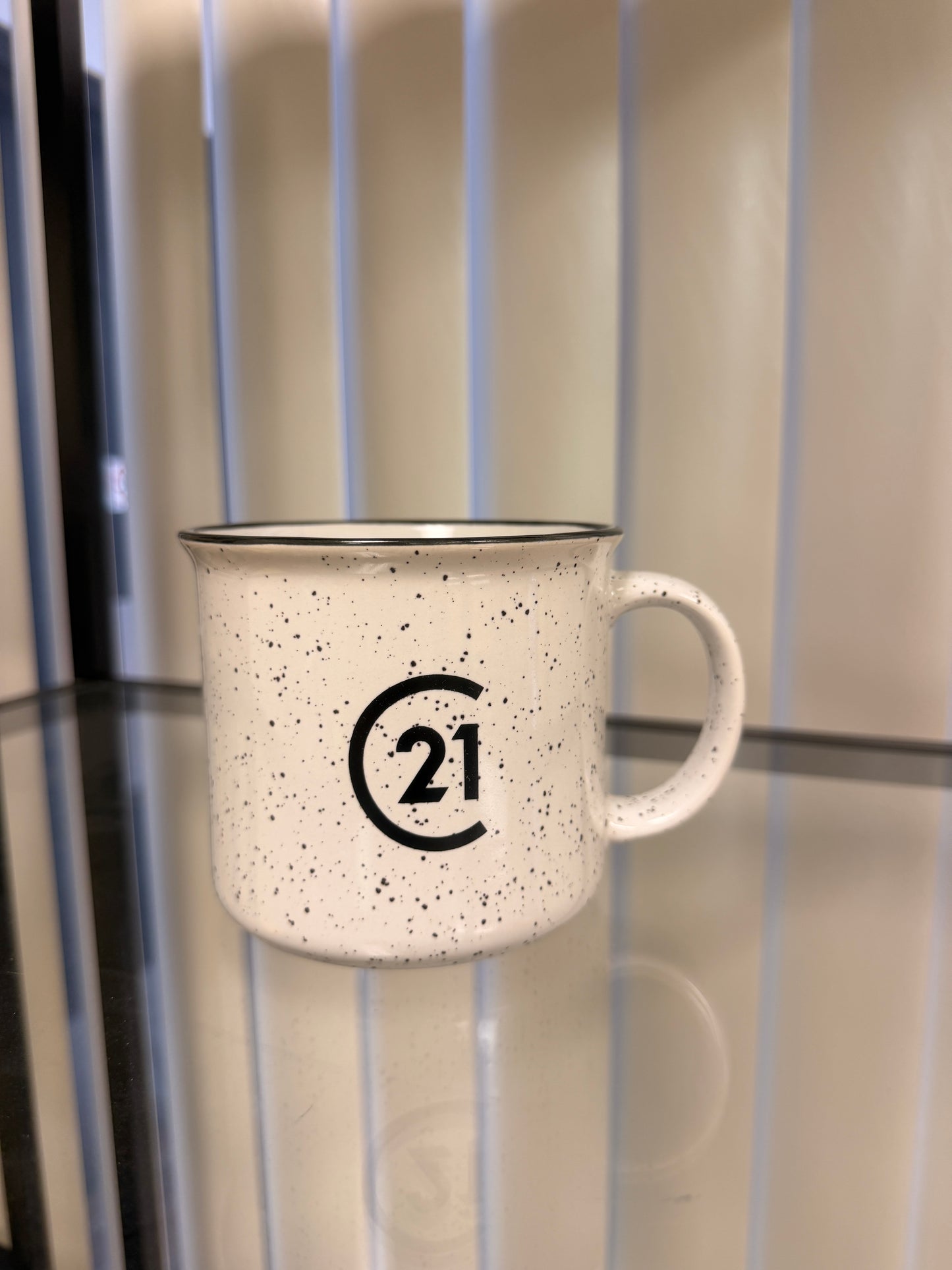 Century 21 Synergy White Speckled Mug