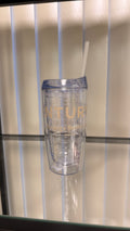 Century 21 Synergy Clear Straw Tumbler with Gold Detailing