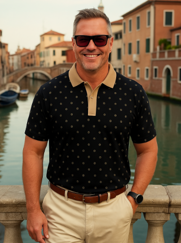 Black Century 21 Performance Golf Polo For Men