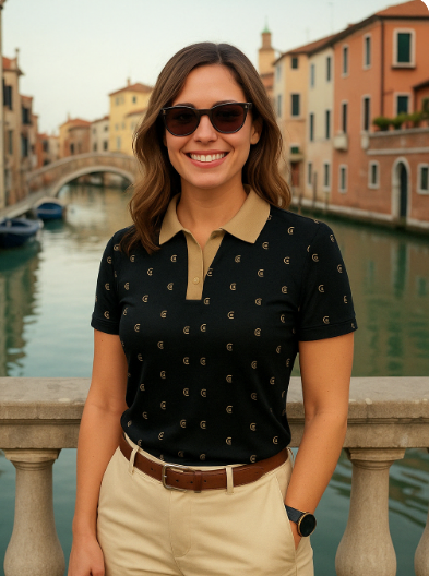 Black Century 21 Golf Polo For Women
